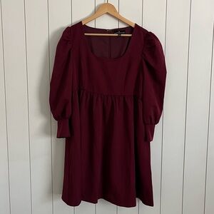 Tuckernuck Pomander Place Maroon Andie Puff Sleeve Mini Dress
